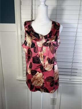 Talbots Floral Sleeveless Cowl Neck Top Size 10